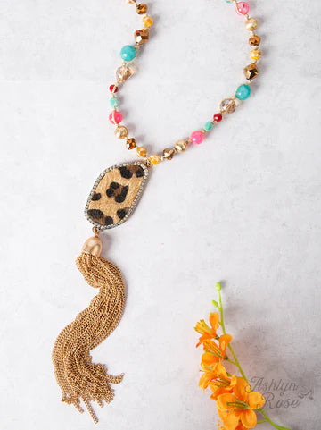 Leopard Beaded Necklace