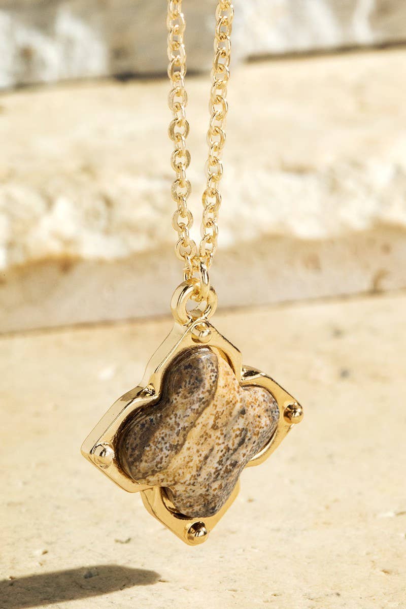 Semi-Precious Clover Necklace: Black