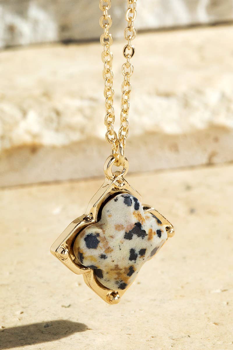 Semi-Precious Clover Necklace: Black