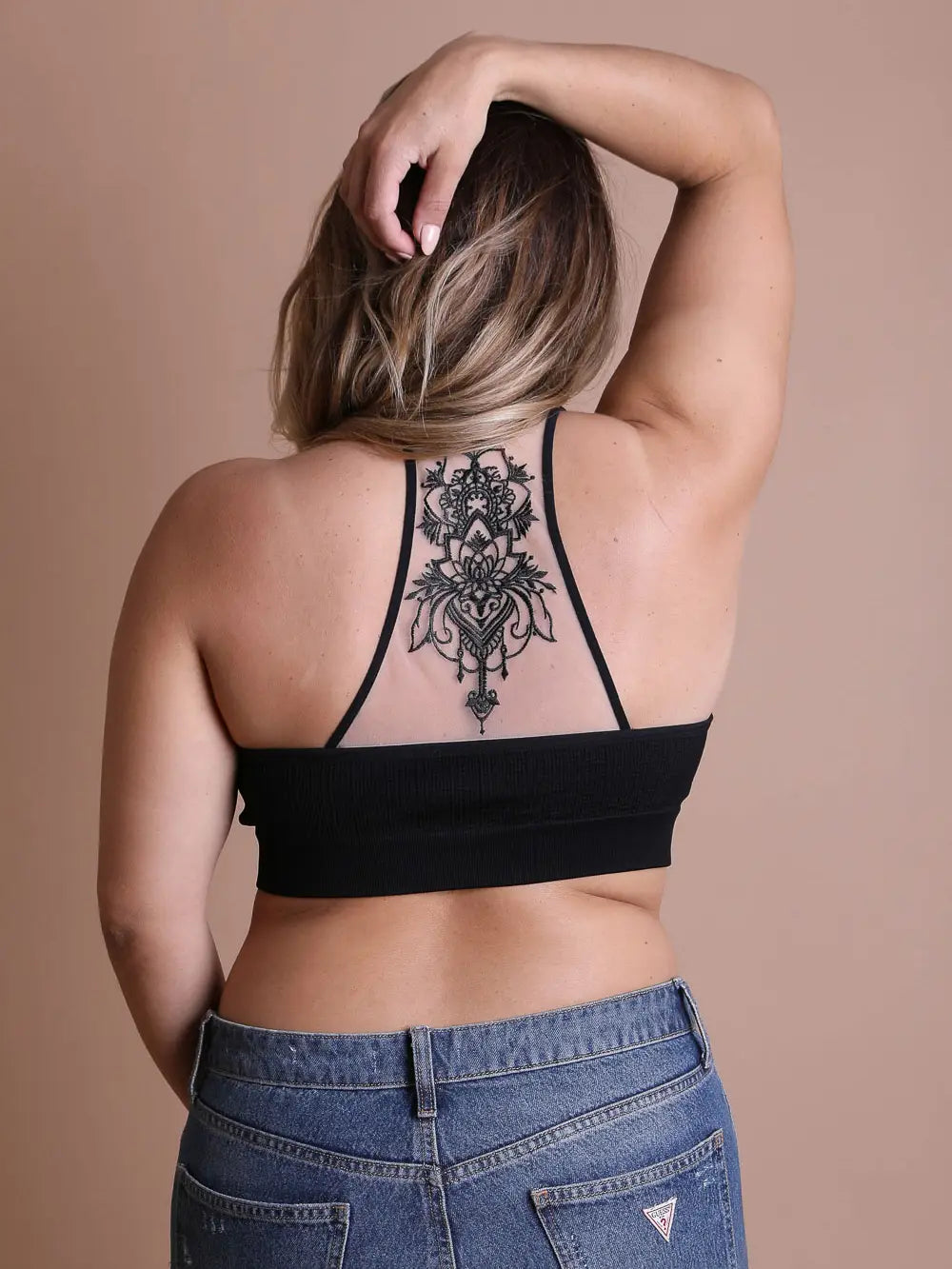 Tattoo Mesh Racerback Bralette