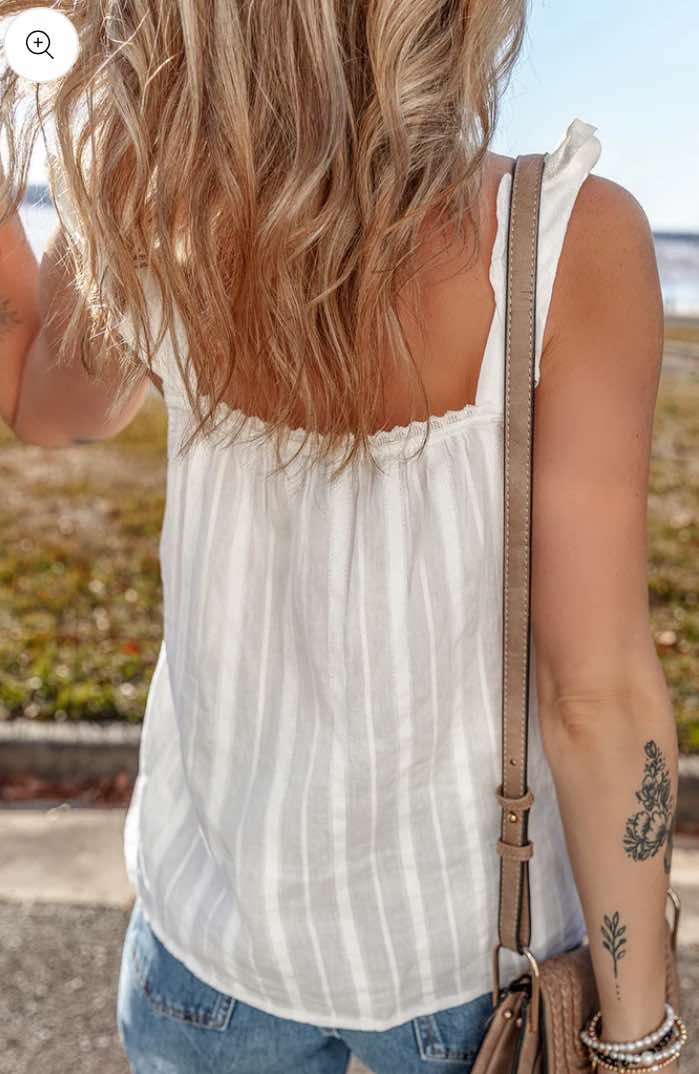 Stripe Ruffle Buttoned Summer Tank