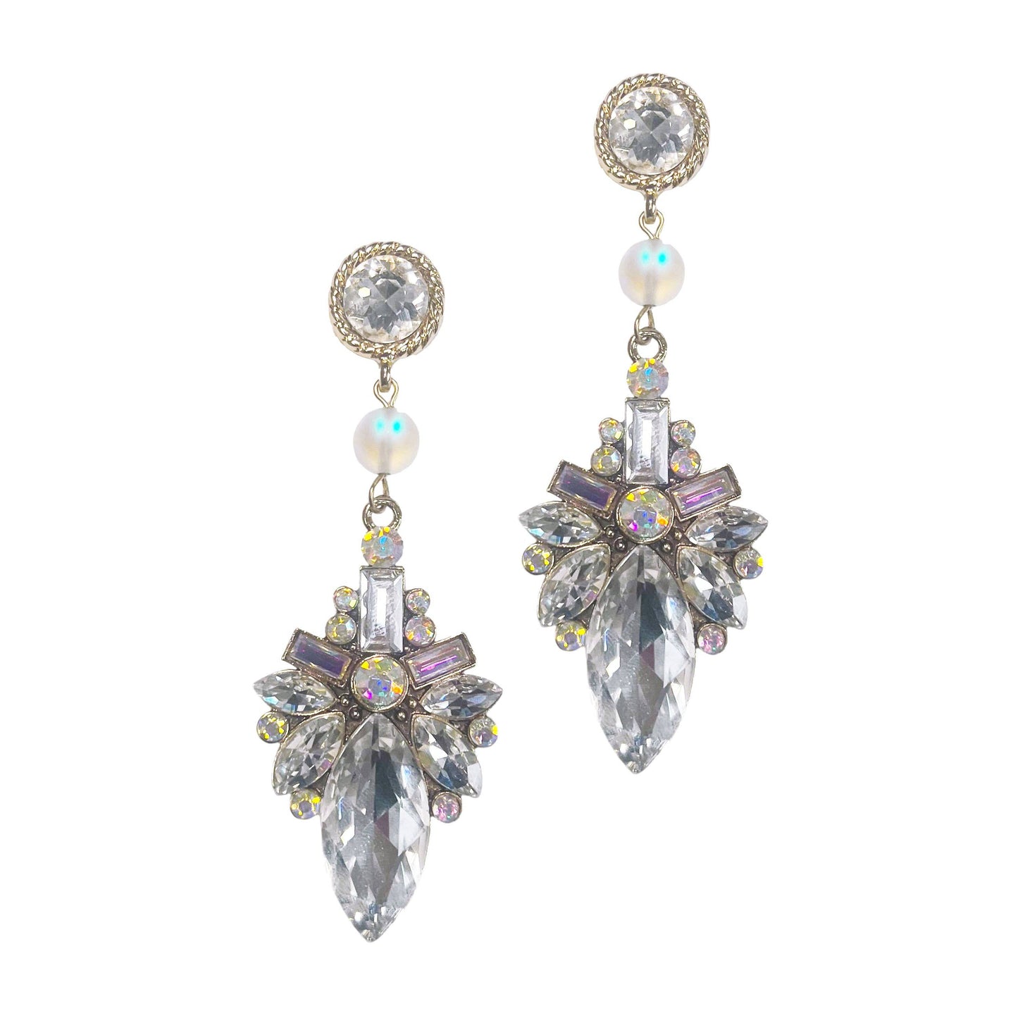 Silver and Crystal Chandelier Earrings: Silver / One Size