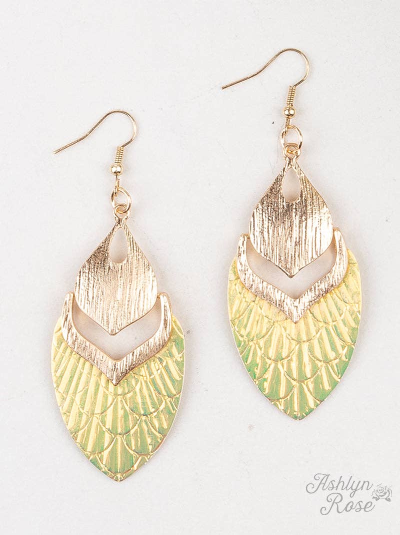 Swim Away With Me Metallic Drop Earrings, Mermaid Yellow: Yellow / One Size