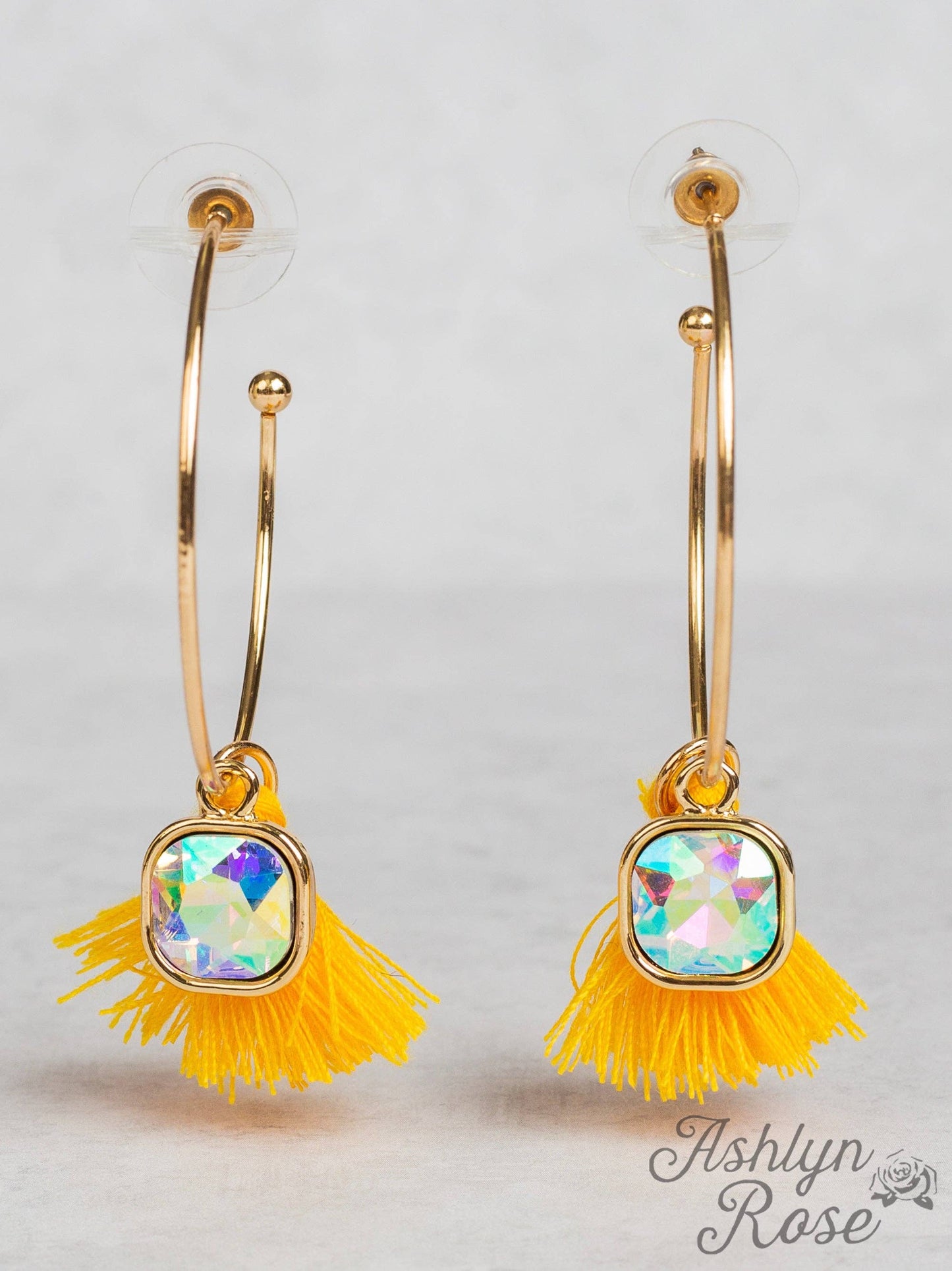 In the Loop Hoop Earrings with Mini Tassels, Yellow: Yellow / One Size