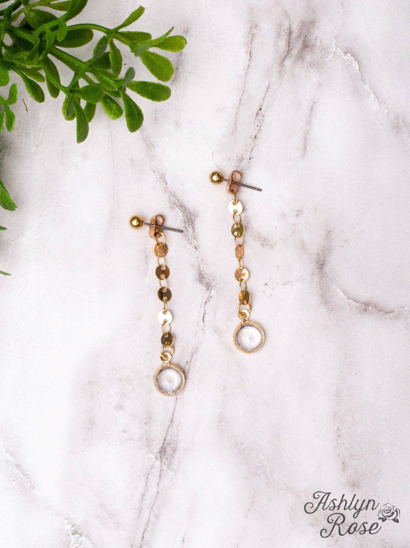 MAKING MEMORIES GOLD CRYSTAL DANGLE EARRINGS: Gold / One Size