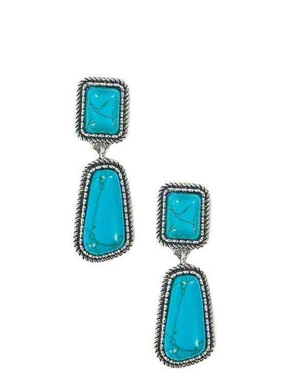 Tiered Drop Earrings, Turquosie: Silver / One Size