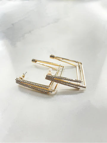 Square gold and bling earings