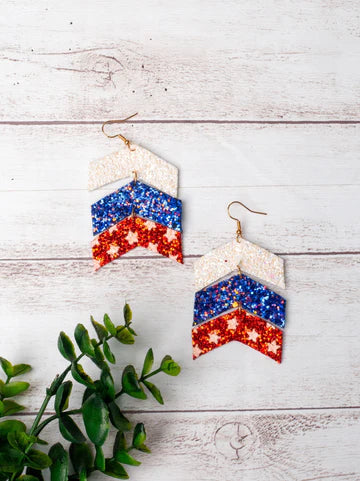 Star-Spangled Glitz Chevron Earrings