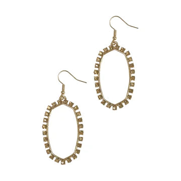 Gold Oval Bling Earrings