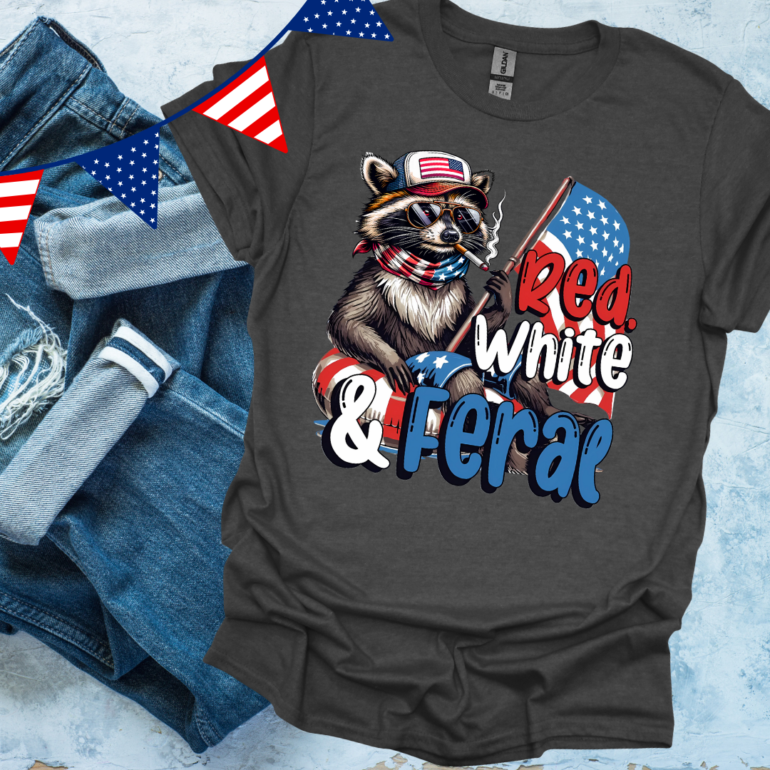 Red, White and Feral Tshirt
