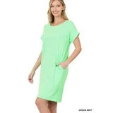 Mint Short Sleeve Cuffed Dress