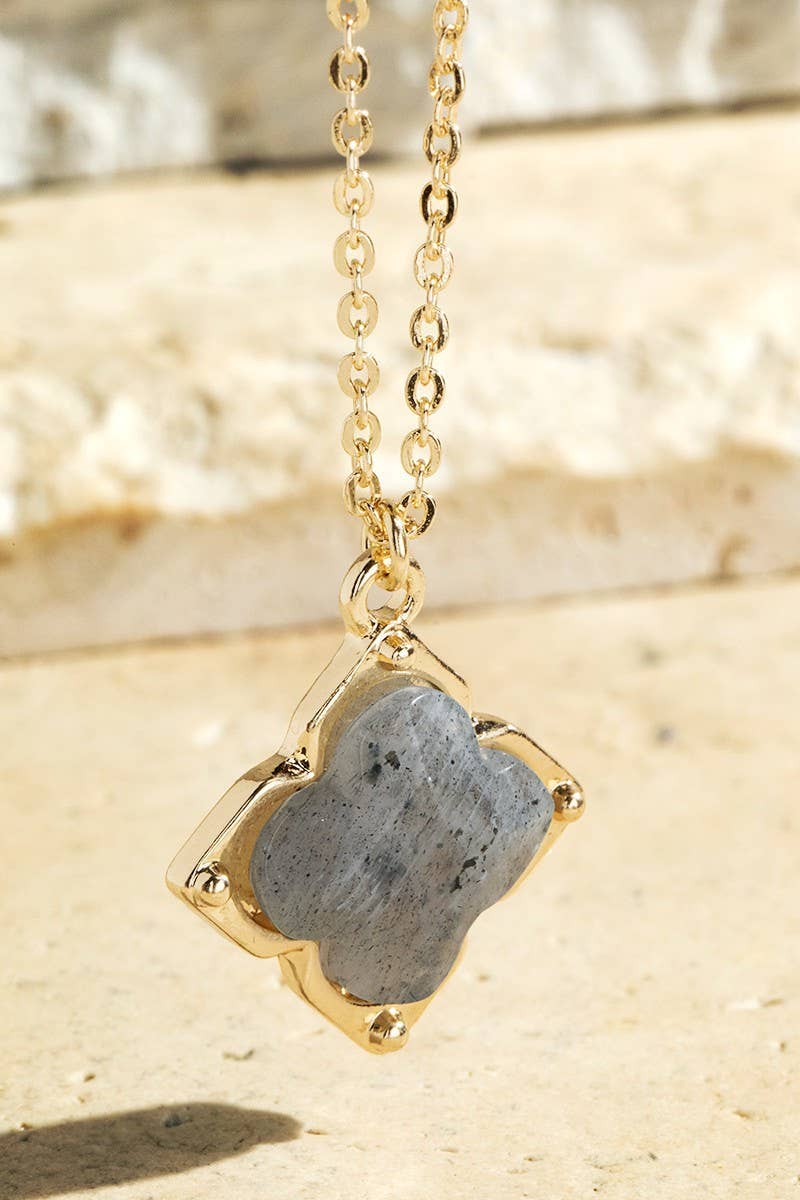 Semi-Precious Clover Necklace: Black