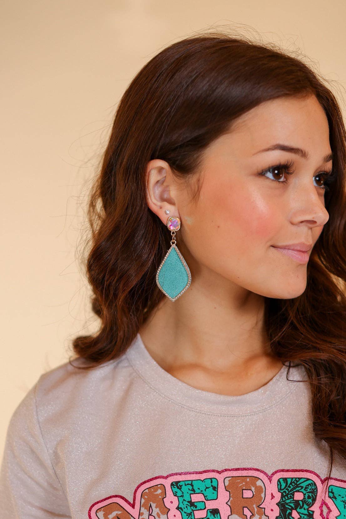 Too Strong to be Dainty Teardrop Earrings with Gold Casing, Turquoise: Turquoise / One Size