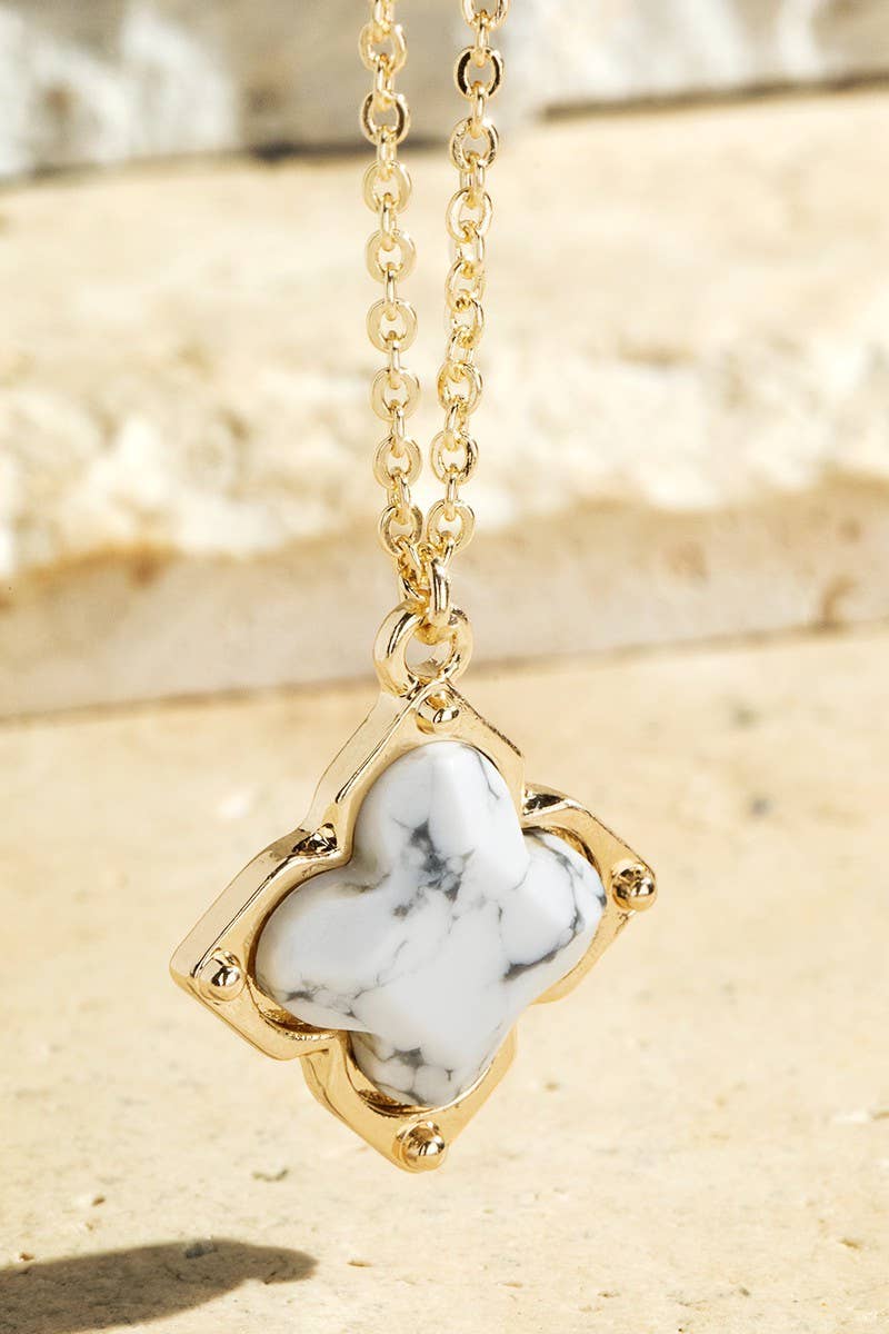 Semi-Precious Clover Necklace: Black