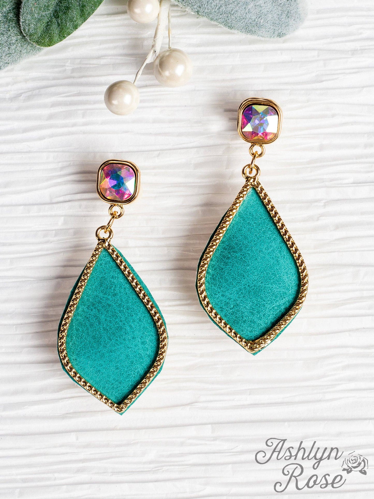 Too Strong to be Dainty Teardrop Earrings with Gold Casing, Turquoise: Turquoise / One Size