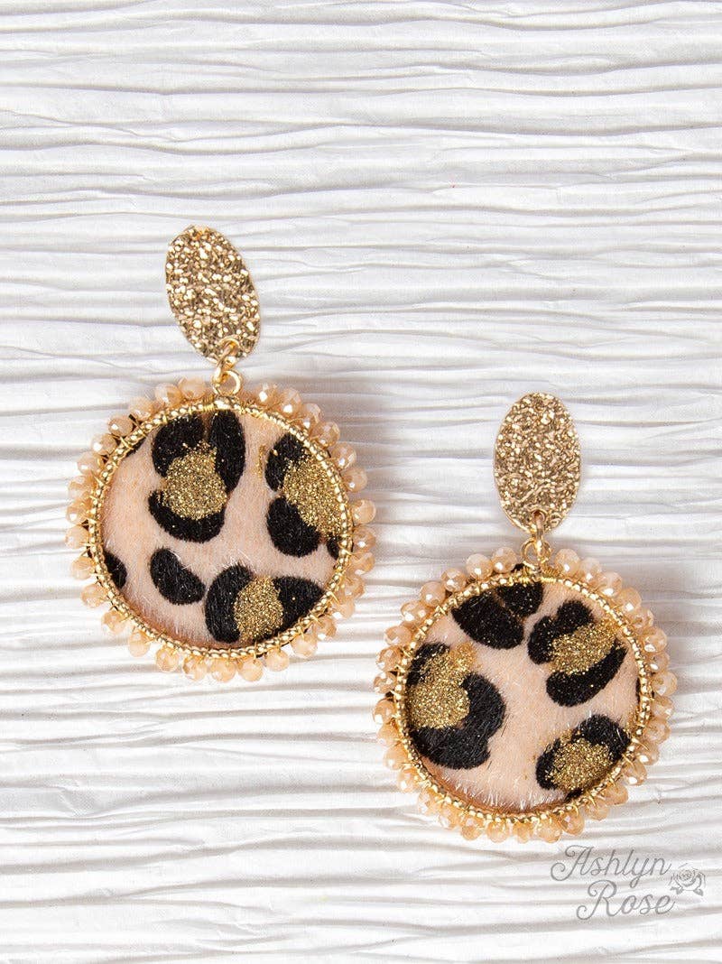 Elegant Jungle Round Earrings: Brown / One Size