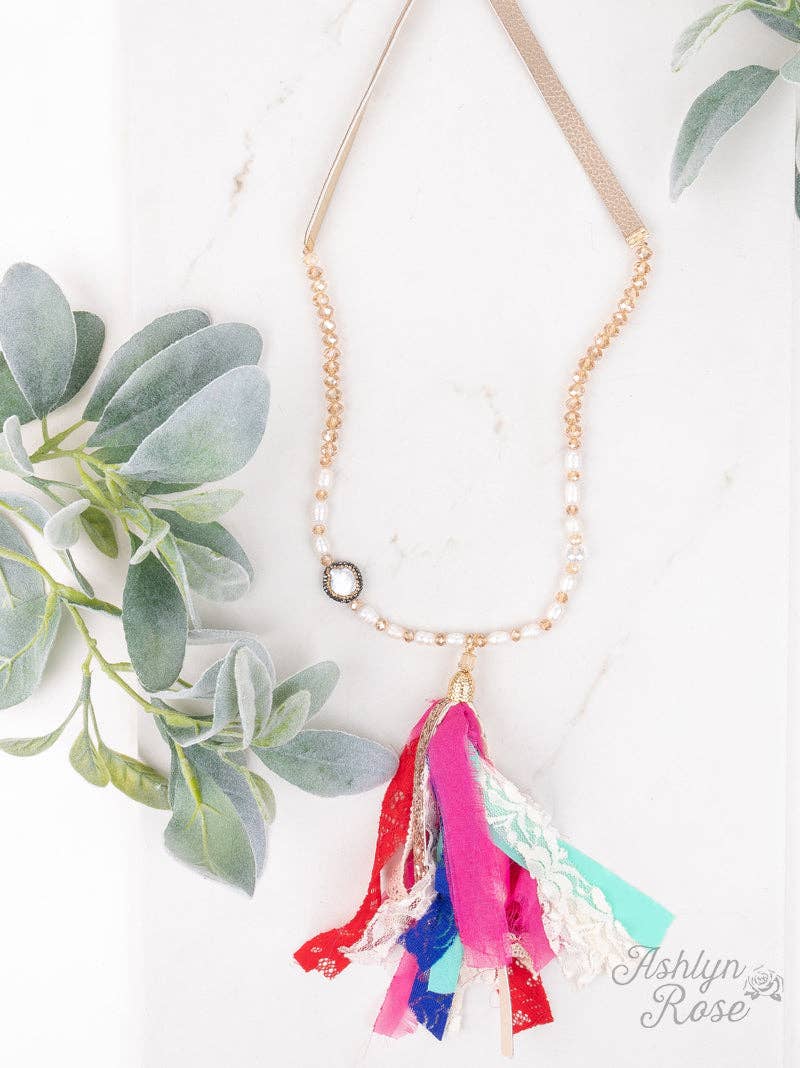 Tassel Goals Adjustable Strap Necklace with Multicolor Tassels: Multi / One Size