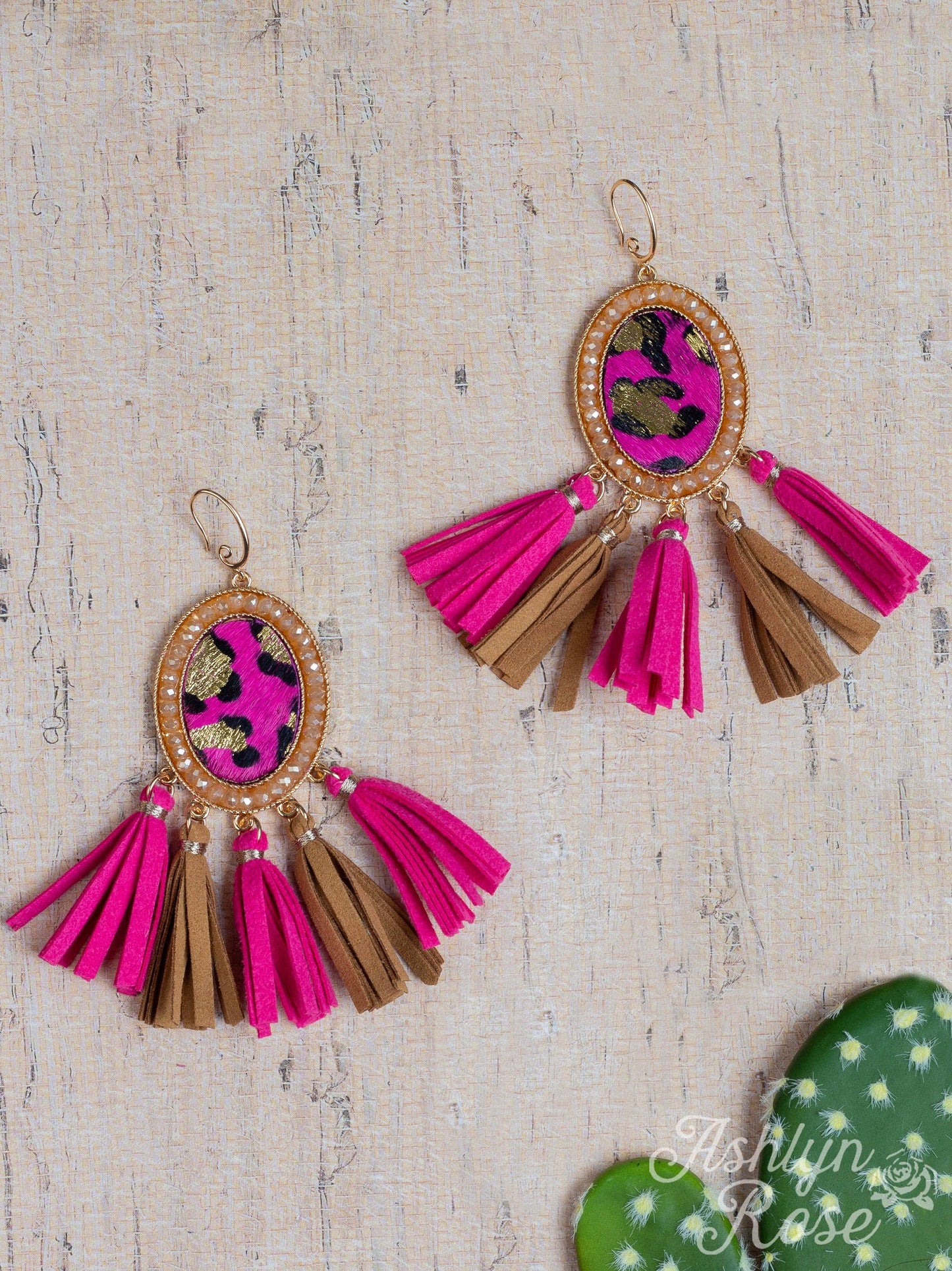 Airin' the Lungs Oval Earrings with Fringe, Fuchsia: Fushia / One Size