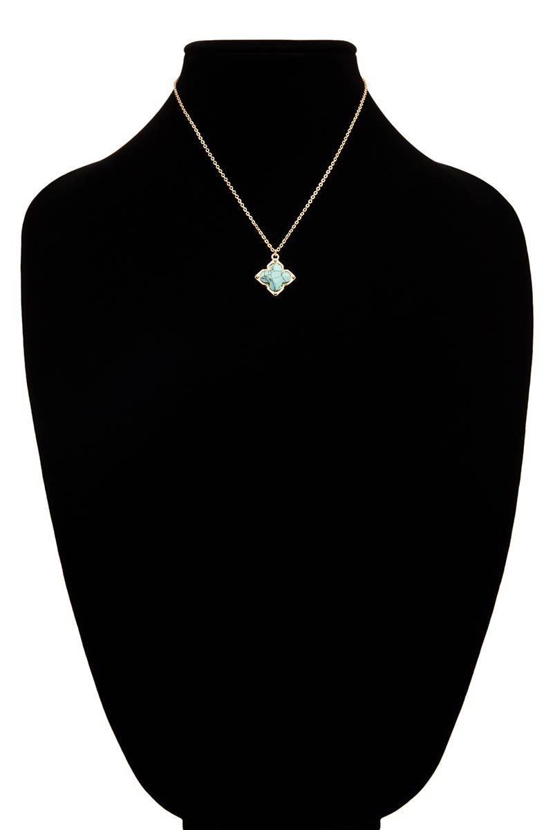 Semi-Precious Clover Necklace: Black