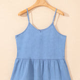 Denim Spaghetti Strap Peplum Tank Top