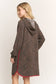 ED6906-10 ANIMAL URBAN RIBBED MINI HOODIE DRESS: Brown