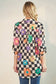 THREE QUARTER BUTTON SLEEVE MANDARIN FLORAL TOP: (1X-2X-3X)