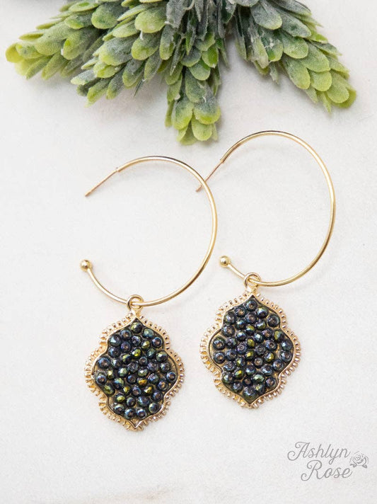 Bring a Gem in your Life Hoop Earrings, Black: Black / One Size
