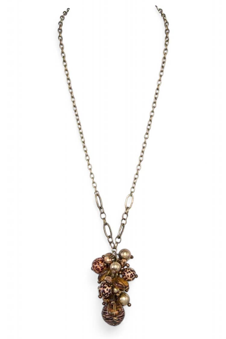 Animal Printed Mix Beads Pendant Necklace