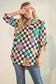 THREE QUARTER BUTTON SLEEVE MANDARIN FLORAL TOP: (1X-2X-3X)