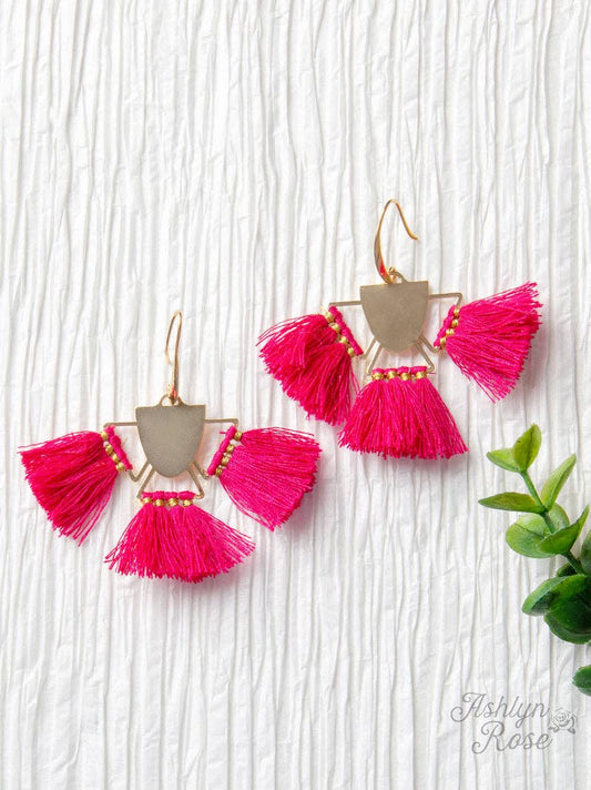 Free Spirit Tassel Earrings, Fuchsia: Fuchsia / One Size