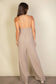 Spaghetti strap solid wide jumpsuit: Black