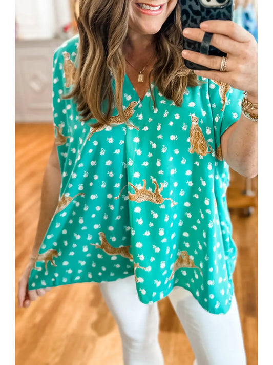 Cheetah Short Sleeve Top