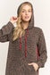 ED6906-10 ANIMAL URBAN RIBBED MINI HOODIE DRESS: Brown