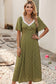 Polka Dot Lacy Neckline Smocked High Waist Maxi Dress