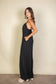 Spaghetti strap solid wide jumpsuit: Black