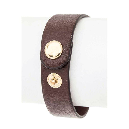 BRAVE Embossed Tag Leather Bracelet: Gold