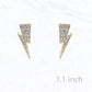 1.1" Lightning Bolt with Rhinestone Post Earrings: Silver