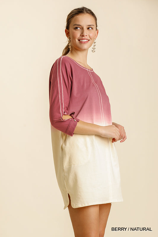 Ombre Wine to Ivory Comfy Dress UMGEE