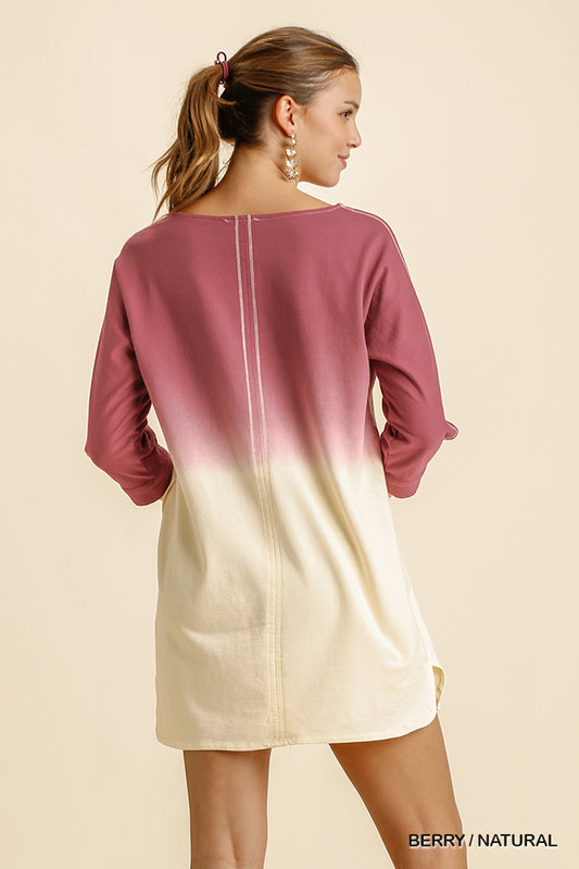 Ombre Wine to Ivory Comfy Dress UMGEE