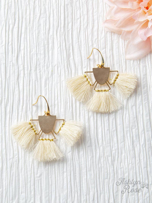 Free Spirit Tassel Earrings, Cream: Cream / One Size