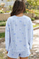 LDC Bow Twisted Rib Loose Long Sleeve Top 2pcs Short Set: Sky Blue
