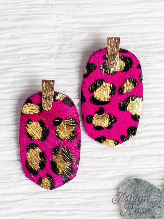 Should've Been Better Oval Leopard Earrings, Fuchsia: Fuchsia / One Size