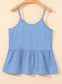 Denim Spaghetti Strap Peplum Tank Top