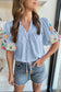 Floral Embroidered Puff Sleeve Summer Blouse