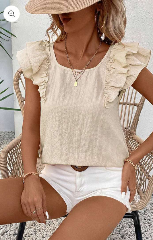 Bow Butterfly Sleeve Textured Blouse