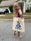 Natural Canvas Tote Bag with Pink Strap - Poison