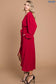 FAUX WRAP MAXI HIGH & LOW DRESS: DARK RED