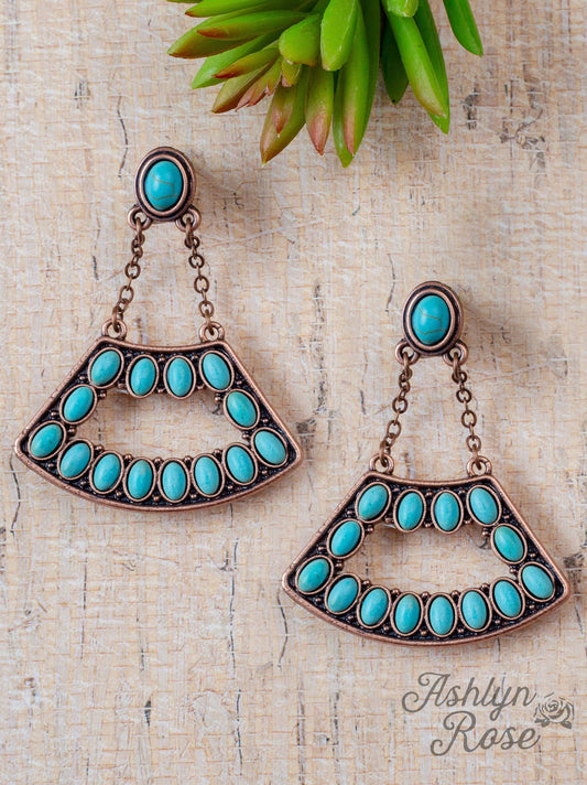Hanging Onto A Dream Turquoise And Bronze Dangle Earrings: Turquoise / One Size