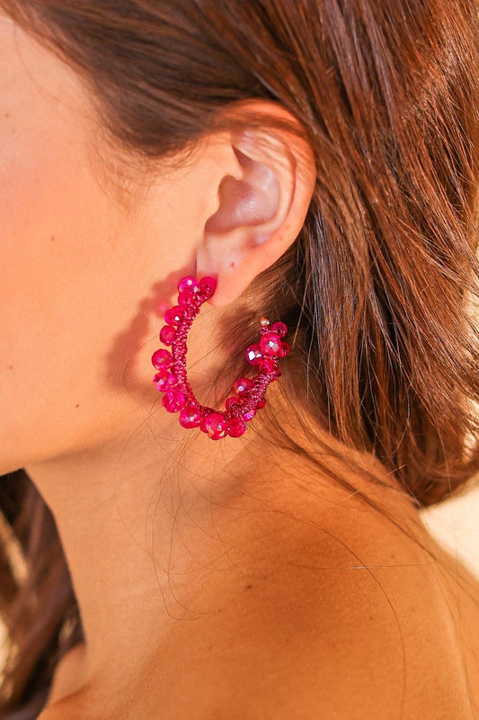 Bloom Hot Pink Hoop Earrings: Hot Pink / One Size