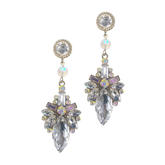 Silver and Crystal Chandelier Earrings: Silver / One Size